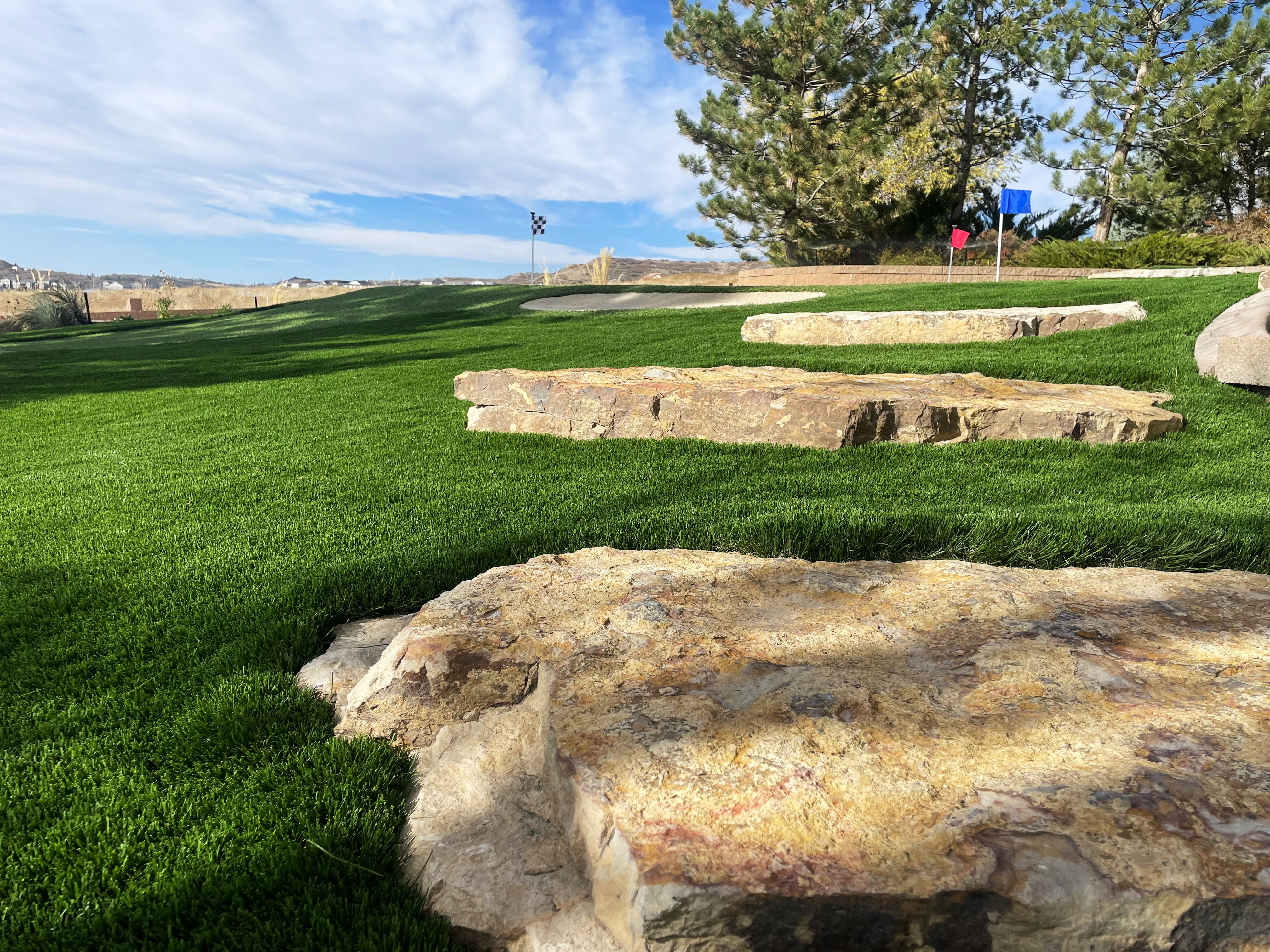 Premium realistic artificial turf front yard — California home